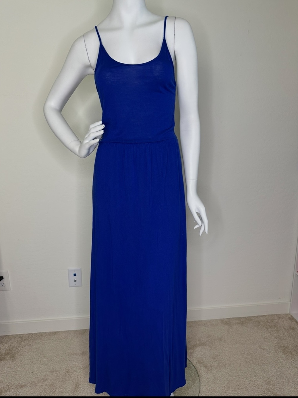 H&M BLUE SPAGHETTI STRAP NAXI DRESS SZ S